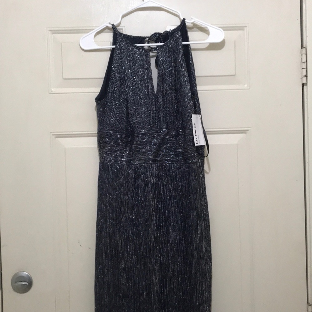 A blue silver maxi dress.